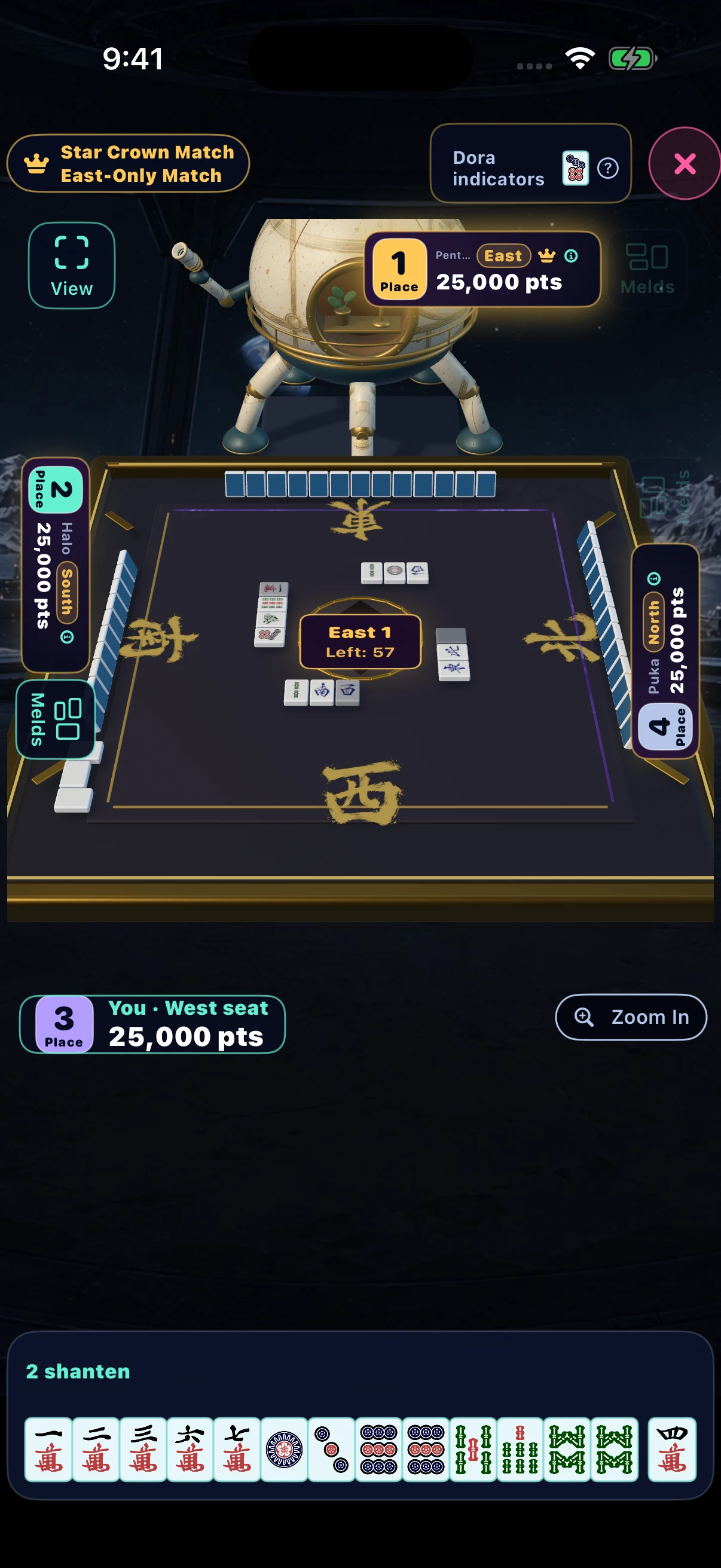 Penta Luna sits across the table in a four-player match on the Moon