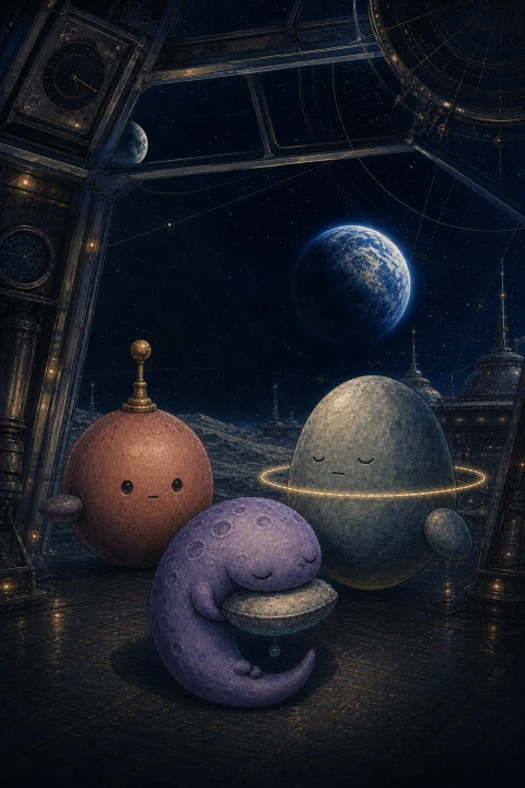 月の宇宙生物たちを描いたルナ制覇カードのイラスト